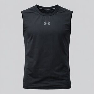 Under Armour Kids HeatGear Fitted Sleeveless Shirt Black Tank Top YLG Large